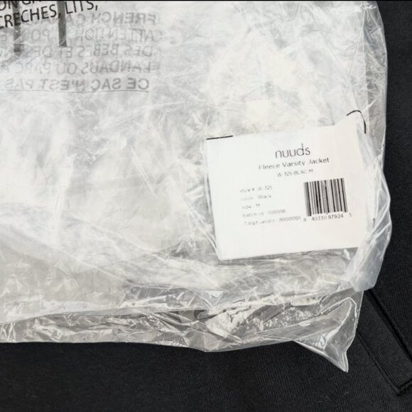 NWT Nuuds Black Alumni Jacket - Preppy Vintage Streetwear Casual Athleisure Cozy - Picture 9 of 14